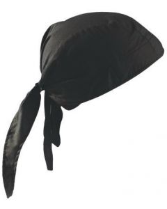 OccuNomix Black Tuff Nougies™ 100% Cotton Deluxe Doo Rag Tie Hat With Elastic Rear Band