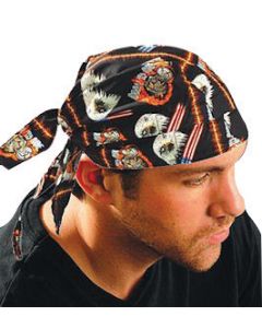 OccuNomix Assorted Color Tuff Nougies™ 100% Cotton Deluxe Doo Rag Tie Hat With Elastic Rear Band