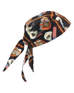 OccuNomix Motorcycle Tuff Nougies™ 100% Cotton Deluxe Doo Rag Tie Hat With Elastic Rear Band