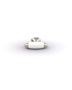 Satin Nickel w/ White 1-1/2in. Knob, Aero by Hickory Hardware - P3390-SNW - Discontinued