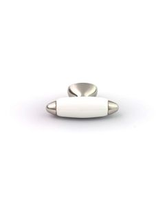 Satin Nickel w/ White 2in. Knob, Aero by Hickory Hardware - P3391-SNW - Discontinued