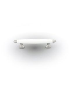 Satin Nickel w/ White 3in. Pull, Aero by Hickory Hardware - P3392-SNW - Discontinued