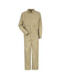 Bulwark® 56" Regular Khaki 6 Ounce Excel FR® ComforTouch™ Cotton Nylon Flame Resistant Deluxe Coverall With Concealed 2-Way Front Zipper Closure And Snap Fasteners on Neck, Cuff, Action Back