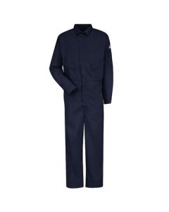 Bulwark® 58" Regular Navy Blue 6 Ounce Excel FR® ComforTouch™ Cotton Nylon Flame Resistant Deluxe Coverall With Concealed 2-Way Front Zipper Closure And Snap Fasteners on Neck, Cuff, Action Back