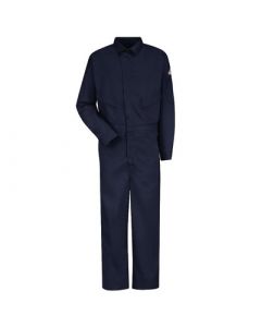 Bulwark® 52" Regular Navy Blue 6 Ounce Excel FR® ComforTouch™ Cotton Nylon Flame Resistant Deluxe Coverall With Concealed 2-Way Front Zipper Closure And Snap Fasteners on Neck, Cuff, Action Back