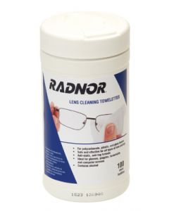 Radnor® 5" X 8" Pre-Moistened Lens Cleaning Towelettes (100 Per Pull-Out Canister)