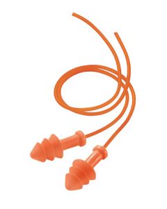 Radnor® Multiple Use Triple Flange Orange Polyurethane And Foam Corded Earplugs (100 Pair Per Box)