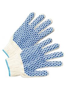 Radnor® Large Natural Heavy Weight Polyester/Cotton Ambidextrous String Gloves With Knit Wrist And Double Side PVC Block Coating