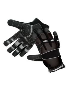 Radnor® 2X Black Premium Full Finger Sueded Leather And Spandex Mechanics Gloves With Hook and Loop Cuff, Spandex Back, Neoprene Knuckle And Wrist Pad, Suede Palm, Kevlar® Patch In Thumb Crotch And PVC Grip Patches On Palm And Fingers