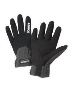 Radnor® 2X Black And Gray Full Finger Synthetic Leather And Spandex Slip-On Mechanics Gloves With Slip-On Cuff And Spandex Back
