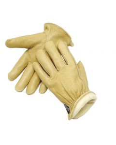 Radnor® Medium Tan Pigskin Thinsulate® Lined Cold Weather Gloves With Keystone Thumb, Slip On Cuffs, Color Coded Hem And Shirred Elastic Wrist