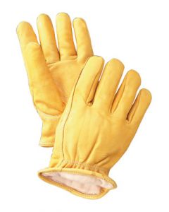 Radnor® X-Large Yellow Deerskin Thinsulate® Lined Cold Weather Gloves With Keystone Thumb, Slip On Cuffs, Double Stitched Hem And Shirred Elastic Wrist