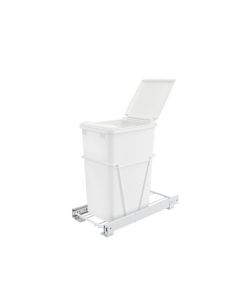 35 Quart Pull-Out Waste Container with Lid, 16" depth, Full-Ext slides, White RV-12PB-LE