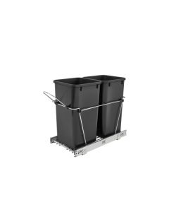 2-27 Quart Waste Containers with Full Extension Slides, Black MFG# RV-15KD-18C S