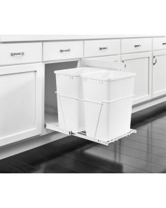2-35 Quart Waste Containers with Full Extension Slides, White  MFG#RV-18PB-2 S-OB