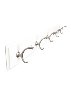 Satin Nickel / White 28" [710.00MM] 5 Hook Rail by Hickory Hardware - S077223-WSN