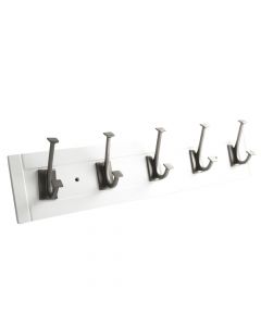 Stainless Steel / White 27" [685.80MM] 5 Hook Rail by Hickory Hardware - S077230-WSS