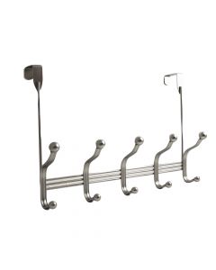 Flat Nickel 15-3/16" [389.26MM] Over-The-Door 5-Hook Rail by Hickory Hardware sold in Each - S077542-FN9