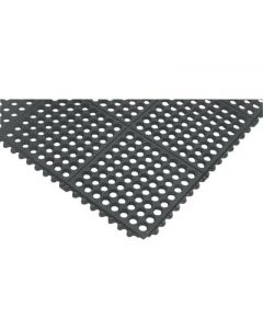 Superior Manufacturing Notrax® 3' X 3' Black 3/4" Thick Nitrile Rubber Cushion-Ease® Wet/Dry Area Safety/Anti-Fatigue Floor Mat With Interlocking Edges