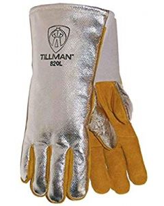 Tillman™ Large Silver And Brown Leather And Aluminized Rayon Wool Lined Aluminized Welding Glove With Gauntlet Cuff