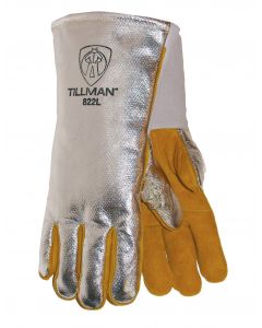 Tillman™ Large Silver And Brown Leather And Aluminized Kevlar® Wool Lined Aluminized Welding Glove With Gauntlet Cuff