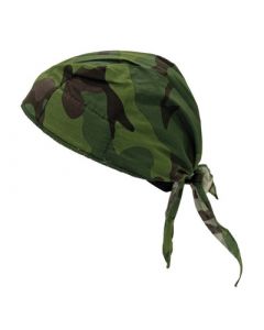 OccuNomix Jungle Camouflage Tuff Nougies™ 100% Cotton Deluxe Doo Rag Tie Hat With Elastic Rear Band