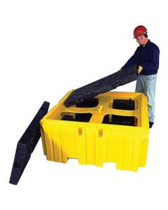 UltraTech 19 1/2" X 16" X 14 1/2" Ultra-IBC Spill Pallet Plus® Yellow Polyethylene Ultra-Bucket Shelf