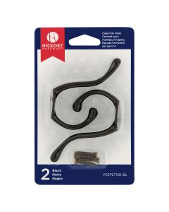 Black Utility Hook by Hickory Hardware sold in Pair - V02P27120-BL