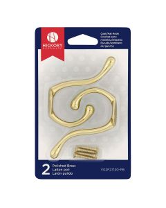 Polished Brass Utility Hook by Hickory Hardware sold in Pair - V02P27120-PB