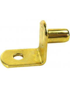 Shelf Pin Metal L Shape 1/4" Brass Finish Bag 100 PN: W-SP-1/4LPB-WH