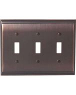 Oil Rubbed Bronze 9-27/32" [250.00MM] 3 Toggle Wall Plate by Amerock sold in Each - 36502-ORB
