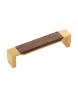 Brushed Golden Brass with Walnut 128MM Pull, Fuse by Belwith Keeler - B076620WN-BGB