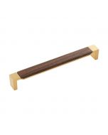 Brushed Golden Brass with Walnut 224MM Pull, Fuse by Belwith Keeler - B076623WN-BGB