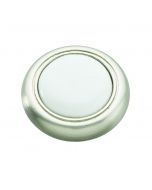 Satin Nickel / White 1-1/4" [31.75MM] Knob by Hickory Hardware sold in Each - P710-SNW